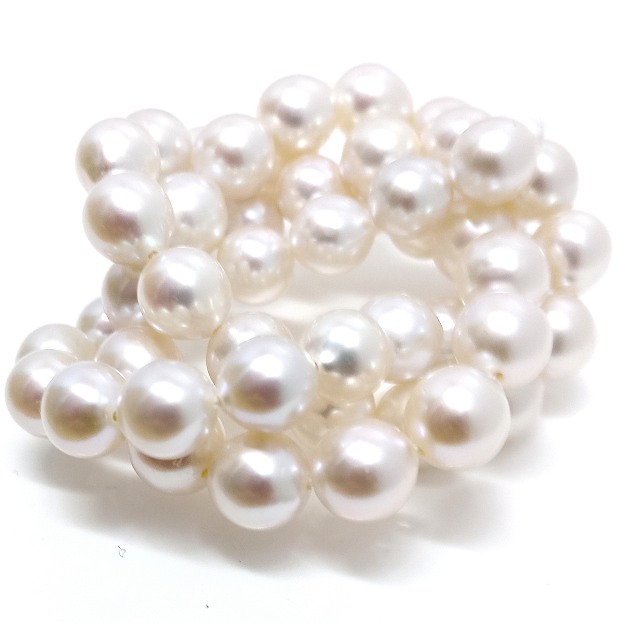 White 7.5-8.5mm Round Pearls Strand